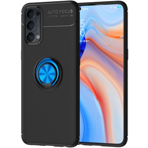 TPU чохол Deen ColorRing під магнітний тримач (opp) для Oppo Reno 4 Чорний / синій (143606) 143606 фото