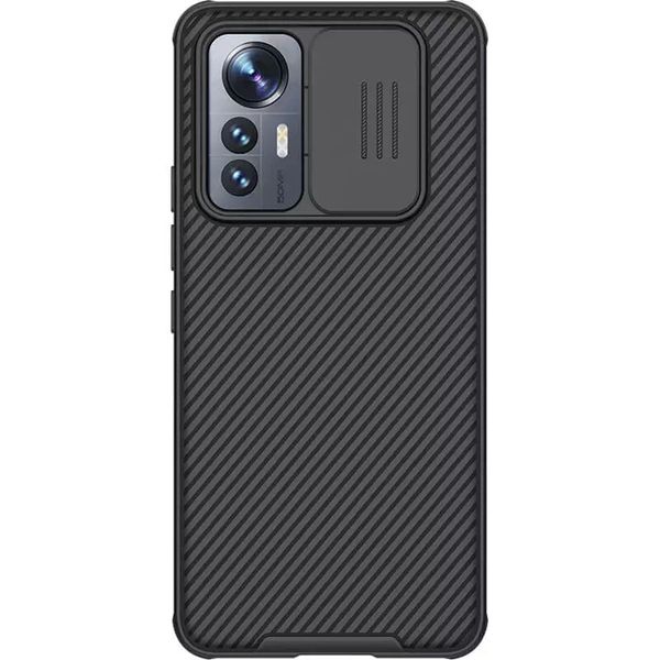 Карбонова накладка Nillkin Camshield (зі шторкою для камери) для Xiaomi 12 Lite Чорний / Black (228351) 228351 фото