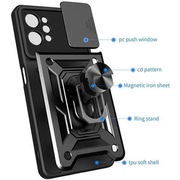 Ударостійкий чохол Camshield Serge Ring for Magnet для Realme C31 Чорний (245029) 245029 фото