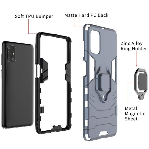 Ударостійкий чохол Transformer Ring for Magnet для для Samsung Galaxy M51 Сірий / Metal slate (154804) 154804 фото