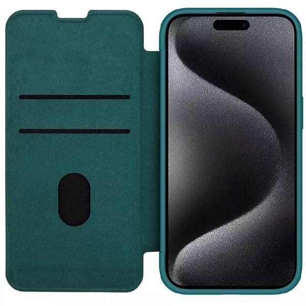 Шкіряний чохол (книга) Nillkin Qin Pro Plain Camshield для Apple iPhone 15 Pro (6.1") Зелений (267178) 267178 фото