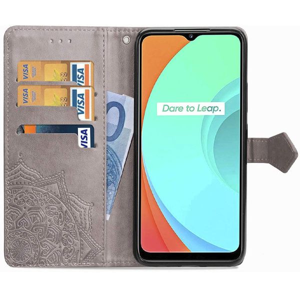 Шкіряний чохол (книжка) Art Case з візитницею для Realme C11 Сірий (145635) 145635 фото