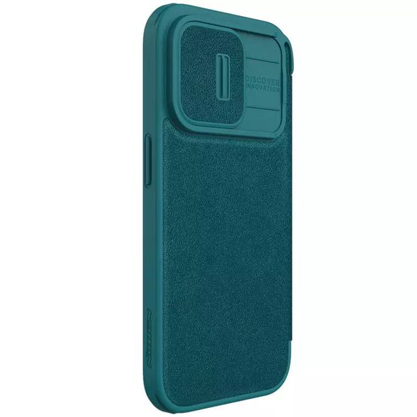 Шкіряний чохол (книга) Nillkin Qin Pro Plain Camshield для Apple iPhone 15 Pro (6.1") Зелений (267178) 267178 фото