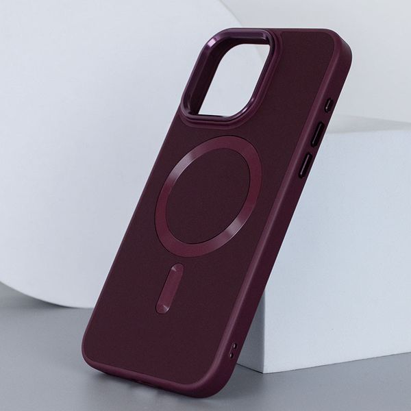 Шкіряний чохол Bonbon Leather Metal Style with MagSafe для Apple iPhone 11 Pro Max (6.5") Бордовий / Plum (257175) 257175 фото