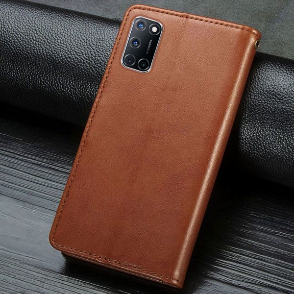 Шкіряний чохол книжка GETMAN Gallant (PU) для Oppo A52 Коричневий (159898) 159898 фото