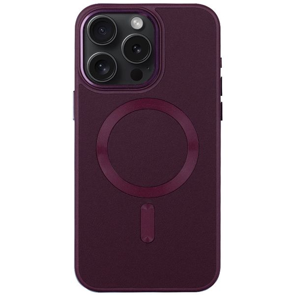 Шкіряний чохол Bonbon Leather Metal Style with MagSafe для Apple iPhone 11 Pro Max (6.5") Бордовий / Plum (257175) 257175 фото