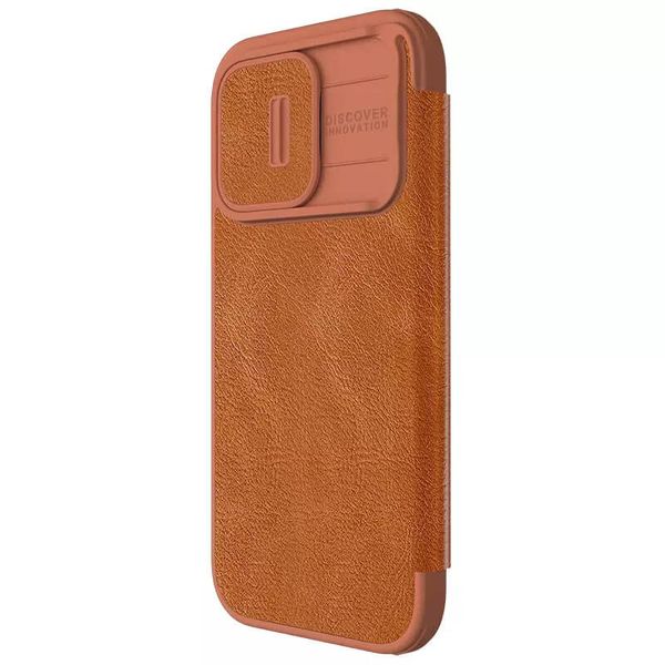 Шкіряний чохол (книжка) Nillkin Qin Pro Camshield для Apple iPhone 15 Pro (6.1") Коричневий (267162) 267162 фото