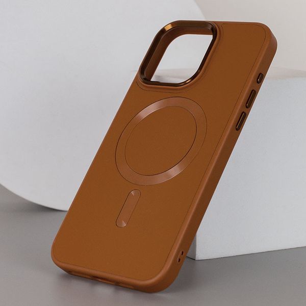 Шкіряний чохол Bonbon Leather Metal Style with MagSafe для Apple iPhone 11 Pro Max (6.5") Коричневий / Brown (257178) 257178 фото