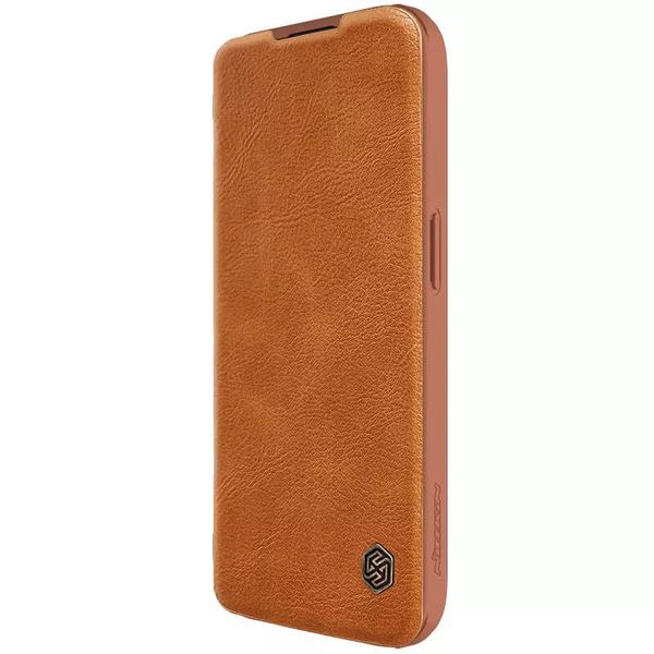 Шкіряний чохол (книжка) Nillkin Qin Pro Camshield для Apple iPhone 15 Pro (6.1") Коричневий (267162) 267162 фото