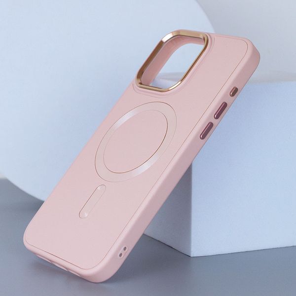 Кожаный чехол Bonbon Leather Metal Style with MagSafe для Apple iPhone 11 Pro Max (6.5") Розовый / Light pink (257179) 257179 фото