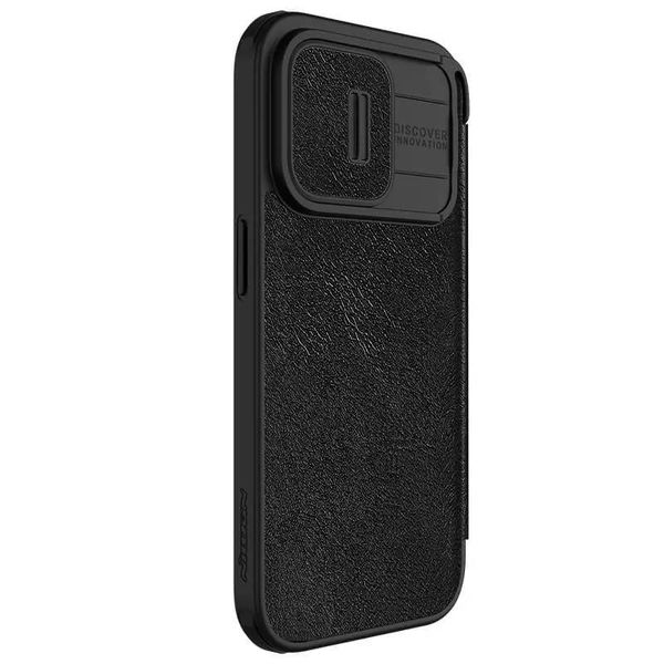 Шкіряний чохол (книжка) Nillkin Qin Pro Camshield для Apple iPhone 15 Pro (6.1") Чорний (267165) 267165 фото