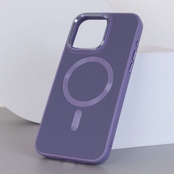 Шкіряний чохол Bonbon Leather Metal Style with MagSafe для Apple iPhone 11 Pro Max (6.5") Сірий / Lavender (257180) 257180 фото