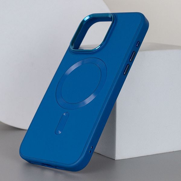 Шкіряний чохол Bonbon Leather Metal Style with MagSafe для Apple iPhone 11 Pro Max (6.5") Синій / Capri Blue (257181) 257181 фото