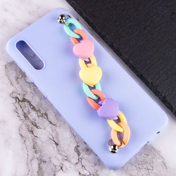 Чохол Chained Heart c підвісним ланцюжком для Samsung Galaxy A50 (A505F) Lilac Blue (192412) 192412 фото