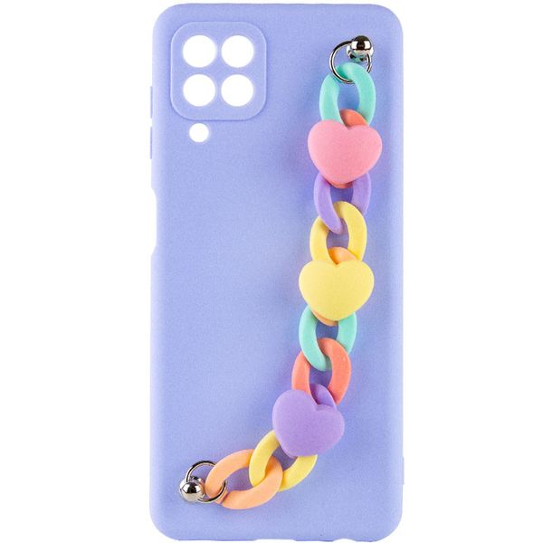 Чохол Chained Heart c підвісним ланцюжком для Samsung Galaxy A22 4G Lilac Blue (192403) 192403 фото