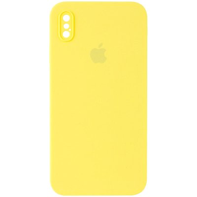 Чехол Silicone Case Square Full Camera Protective (AA) для Apple iPhone XS / X (5.8") Желтый / Yellow (153040) 153040 фото