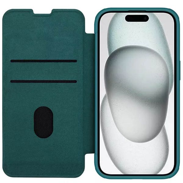 Шкіряний чохол (книга) Nillkin Qin Pro Plain Camshield для Apple iPhone 15 Plus (6.7") Зелений (267175) 267175 фото