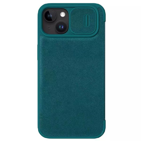 Шкіряний чохол (книга) Nillkin Qin Pro Plain Camshield для Apple iPhone 15 Plus (6.7") Зелений (267175) 267175 фото