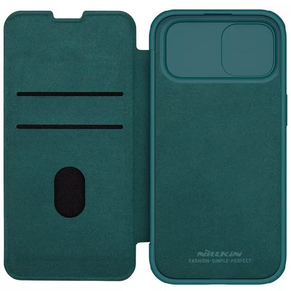 Шкіряний чохол (книга) Nillkin Qin Pro Plain Camshield для Apple iPhone 15 Plus (6.7") Зелений (267175) 267175 фото