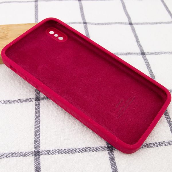 Чохол Silicone Case Square Full Camera Protective (AA) для Apple iPhone XS (5.8") Червоний / Rose Red (153047) 153047 фото