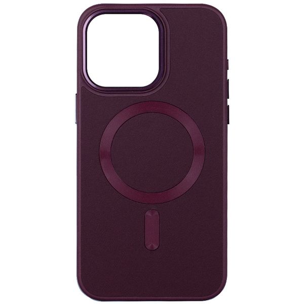 Шкіряний чохол Bonbon Leather Metal Style with MagSafe для Apple iPhone 14 (6.1") Бордовий / Plum (257241) 257241 фото