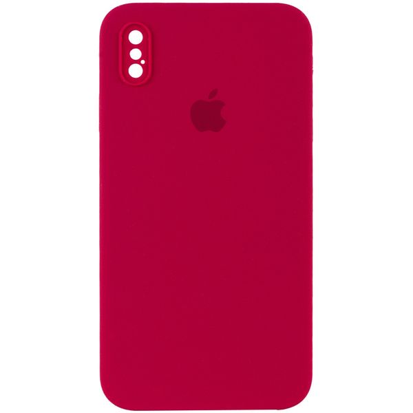 Чохол Silicone Case Square Full Camera Protective (AA) для Apple iPhone XS (5.8") Червоний / Rose Red (153047) 153047 фото