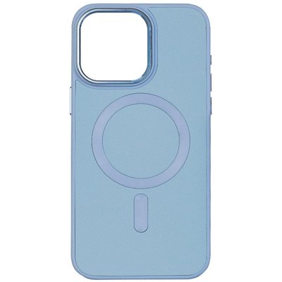 Шкіряний чохол Bonbon Leather Metal Style with MagSafe для Apple iPhone 14 (6.1") Блакитний / Mist blue (257242) 257242 фото