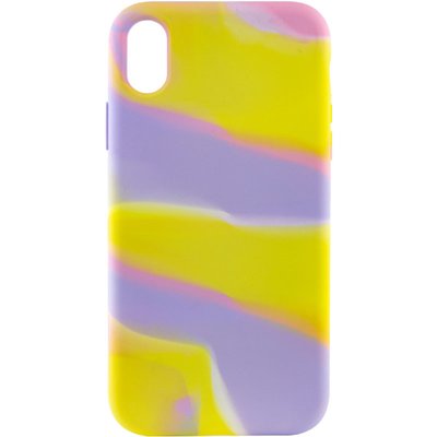 Чохол Silicone case full Aquarelle для Apple iPhone X (5.8") Сиренево-жовтий (215196) 215196 фото