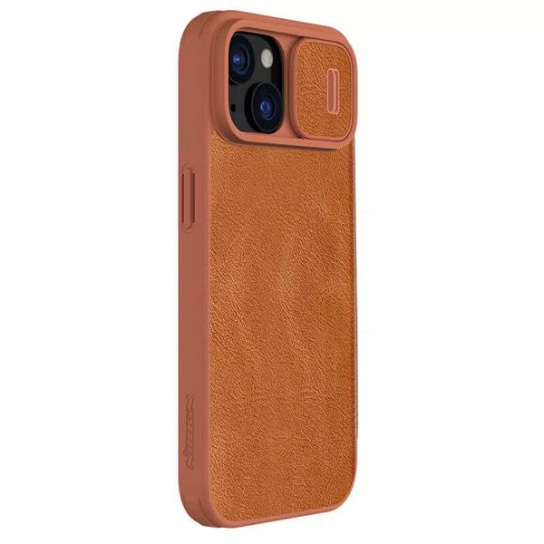 Шкіряний чохол (книжка) Nillkin Qin Pro Camshield для Apple iPhone 15 Plus (6.7") Коричневий (267157) 267157 фото