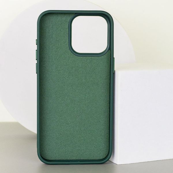 Шкіряний чохол Bonbon Leather Metal Style with MagSafe для Apple iPhone 14 (6.1") Зелений / Pine green (257243) 257243 фото