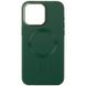 Шкіряний чохол Bonbon Leather Metal Style with MagSafe для Apple iPhone 14 (6.1") Зелений / Pine green (257243) 257243 фото 1