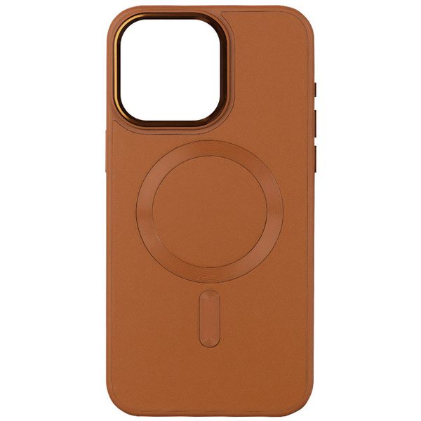 Шкіряний чохол Bonbon Leather Metal Style with MagSafe для Apple iPhone 14 (6.1") Коричневий / Brown (257244) 257244 фото