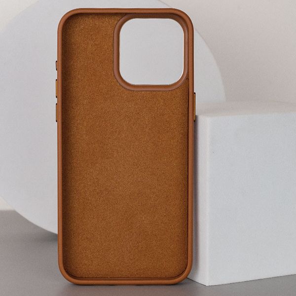 Шкіряний чохол Bonbon Leather Metal Style with MagSafe для Apple iPhone 14 (6.1") Коричневий / Brown (257244) 257244 фото