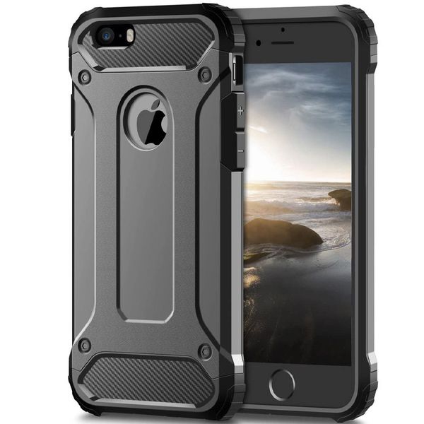 Броньований протиударний TPU+PC чохол Immortal для Apple iPhone 5/5S/SE Метал / Gun Metal (56888) 56888 фото