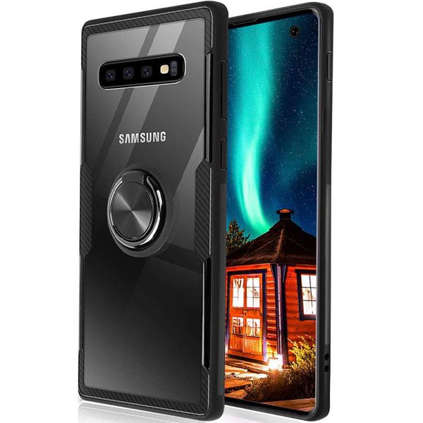 TPU+PC чохол Deen CrystalRing під магнітний тримач для Samsung Galaxy S10+ Безбарвний / чорний (135700) 135700 фото