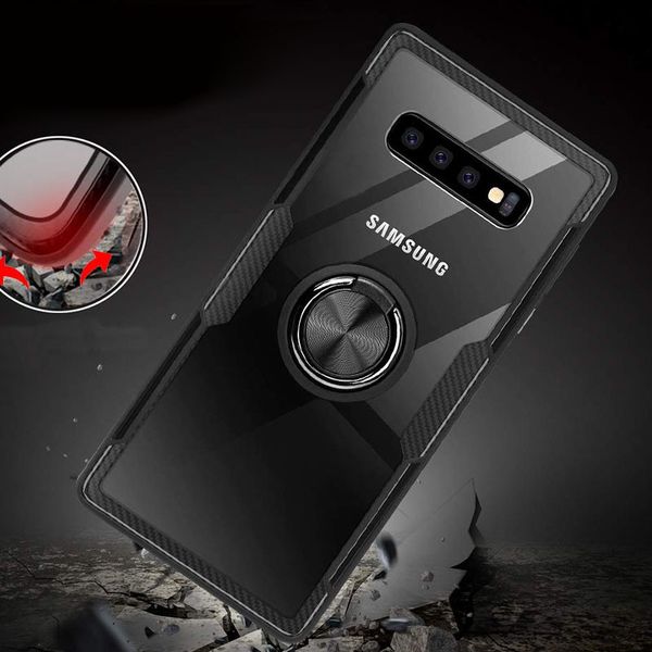 TPU+PC чохол Deen CrystalRing під магнітний тримач для Samsung Galaxy S10+ Безбарвний / чорний (135700) 135700 фото