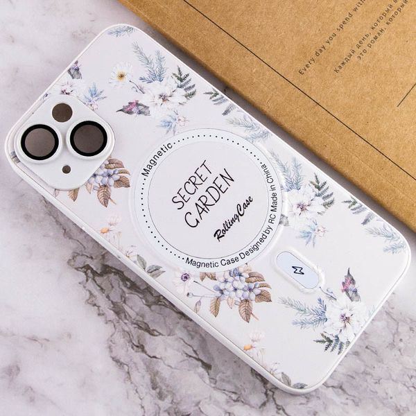 TPU+PC чохол Secret Garden with MagSafe для Apple iPhone 15 (6.1") White (267460) 267460 фото