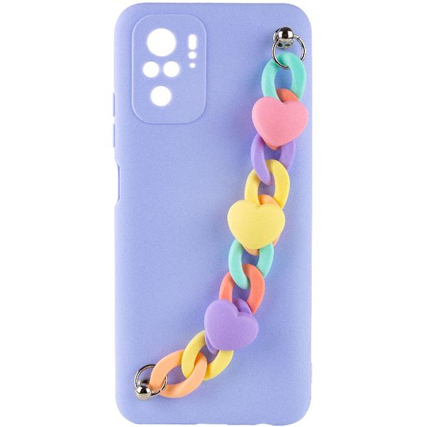 Чохол Chained Heart c підвісним ланцюжком для Xiaomi Redmi Note 10 Lilac Blue (192441) 192441 фото