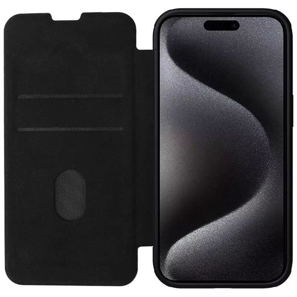 Шкіряний чохол (книга) Nillkin Qin Pro Plain Camshield для Apple iPhone 15 Pro Max (6.7") Чорний (267182) 267182 фото